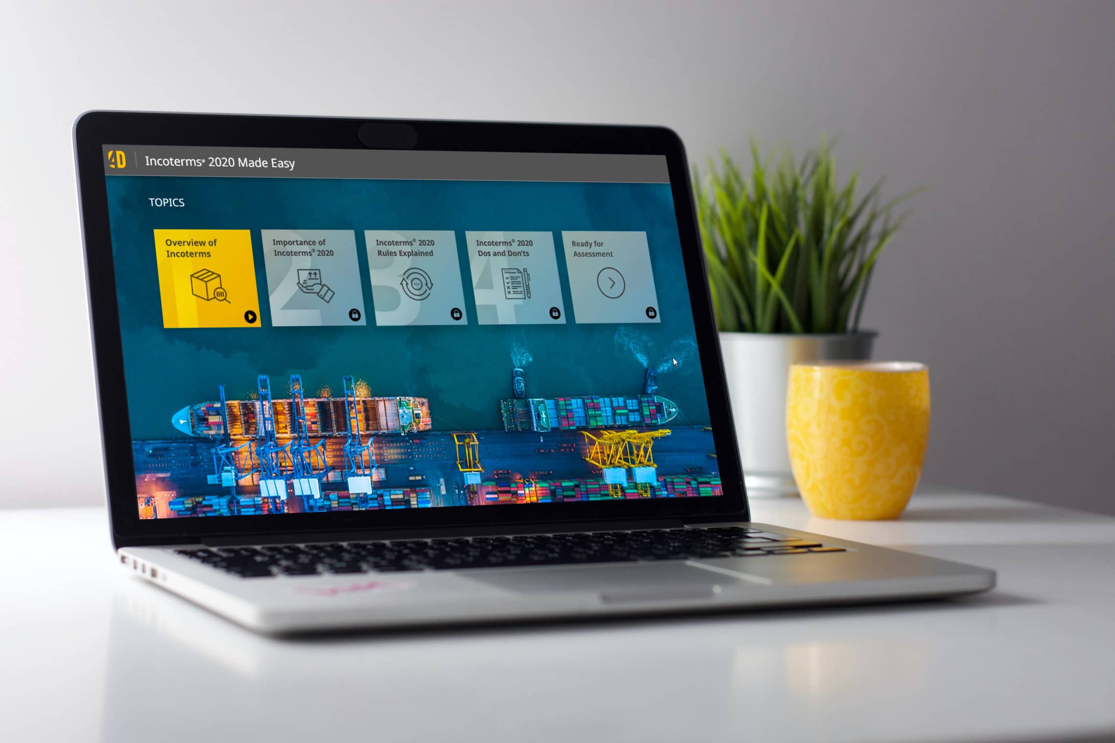 eLearning software running on a laptop